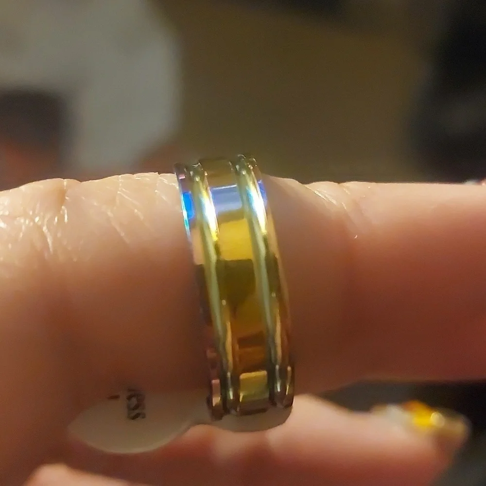 Men Goldish iridescent stainless steel ring #jewellerylover